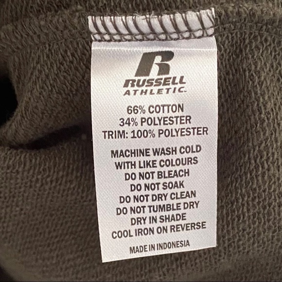 Womens unisex Russell Athletic embossed logo hoodie jumper front pocket green - Picture 6 of 8